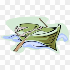 Vector Illustration Of Wooden Rowboat Or Row Boat With, HD Png Download - row boat png