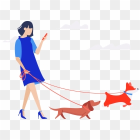 Digital Marketing Solutions, Woman Walking Two Dogs, HD Png Download - people walking dog png
