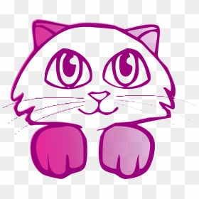 Cat, Drawing, Cute, Pink, Girl - Pink Cat Face Clipart, HD Png Download - cute cat png