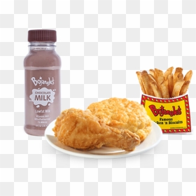Bojangles Kids Chicken Leg With Biscuit Fries And Chocolate - French Fries, HD Png Download - chicken leg png