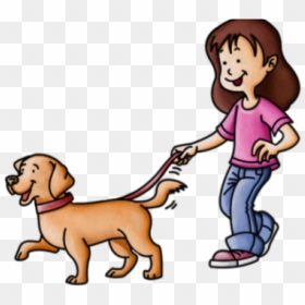 Cartoon Walking Dog - Walking A Dog Clipart, HD Png Download - people walking dog png