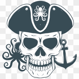 Skull Pirate Sticker Clip Art - Skull Pirate, HD Png Download - pirate skull png