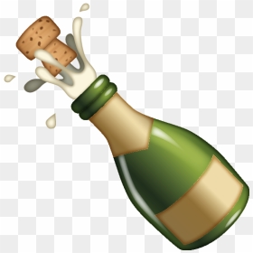 Champagne Bottle Emoji Png, Transparent Png - champagne popping png