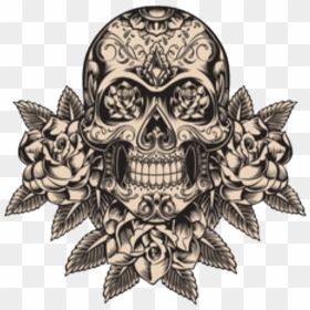 Skulls Tattoos Sticker By - Tattoo Design Skull And Rose, HD Png Download - skull tattoo png
