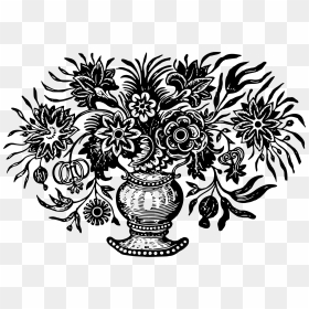 Vase Of Flowers Clip Arts - Flower Vase Black N White Png, Transparent Png - black and white flower png