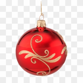 Glass Bauble Red With Goldglitter, 8 Cm - Christmas Ornament, HD Png Download - red christmas ornament png