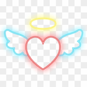 #heart #hearts #wings #halo #angel #neon #glowing #neonlight - Heart, HD Png Download - glowing angel halo png