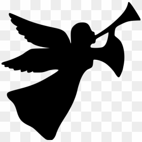 Christmas-angel File Size - Angel With Trumpet Silhouette, HD Png Download - angel silhouette png