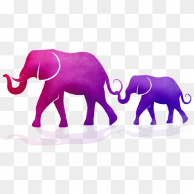 Silhouette Of Elephant Family, HD Png Download - baby elephant png