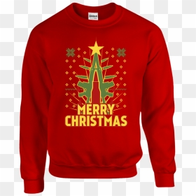 "merry Christmas - Gildan Crew Neck Black, HD Png Download - christmas sweater png