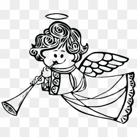 Free Clipart Of A Cute Angel - Black And White Clip Art Angel, HD Png Download - angel silhouette png