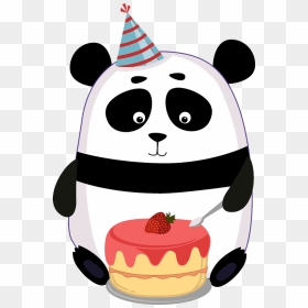 Birthday Panda Clipart - Cartoon, HD Png Download - birthday hat transparent png