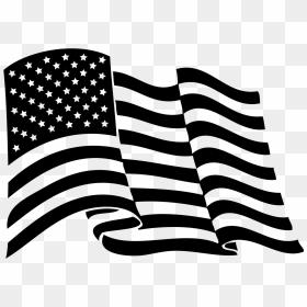 Waving American Flag Stencil, HD Png Download - black and white american flag png