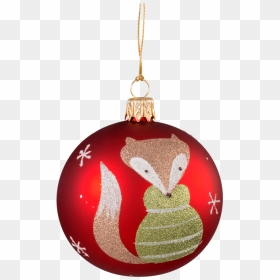 Christmas Ball Ornament Red With Fox, 7 Cm - Christmas Ornament, HD Png Download - red ornament png