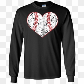 Baseball Heart T Shirt, Gift For Softball Mom Or Dad, - Long-sleeved T-shirt, HD Png Download - baseball heart png
