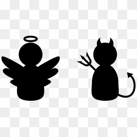 Devil Silhouette Clip Art - Angel And Devil Silhouette, HD Png Download - angel silhouette png