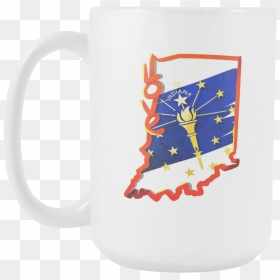 Love Indiana State Flag Map Outline 15oz Mug - Beer Stein, HD Png Download - indiana outline png