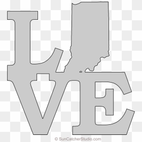 Indiana Love Map Outline Scroll Saw Pattern Shape State, HD Png Download - indiana outline png