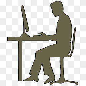 Standing,human Behavior,silhouette - Person At Computer Clipart, HD Png Download - sitting silhouette png