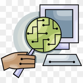 Vector Illustration Of Hand Holds Magnifying Glass, HD Png Download - circuit board vector png