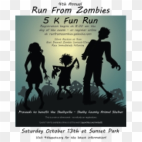 Run From Zombies 5k Fun Run - Zombie, HD Png Download - zombie silhouette png