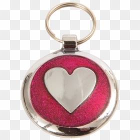 Luxury Glitter Deep Pink Heart Designer Dog Tag Shimmer - Keychain, HD Png Download - dog tag png