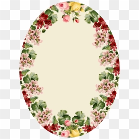 Transparent Vintage Flower Border Clipart - Frame Border Floral Oval, HD Png Download - oval frames png