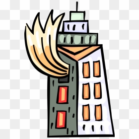 Vector Illustration Of Blazing Inferno Fire Disaster, HD Png Download - office building vector png