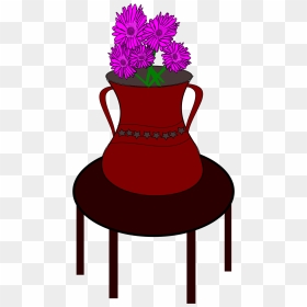 Flower Vase Clip Arts - Flower Vase On The Table, HD Png Download - beautiful flower vase with flowers png