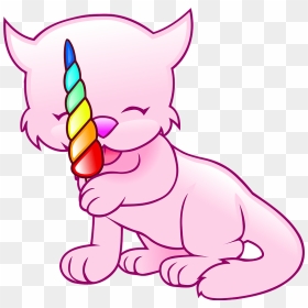 Pink Cat With Candy Clipart - Cat Unicorn Coloring Pages, HD Png Download - candy clipart png