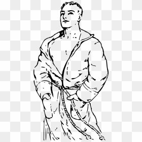 Man In Robe 2 Clip Arts - Man With A Bathrobe Drawing, HD Png Download - robe png