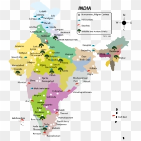 Transparent India Map Png - Tourist India Travel Map, Png Download - india map png image