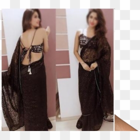 Call Girls In Bandra - Stylish Black Net Saree, HD Png Download - indian girls png