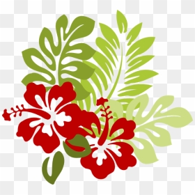 Red With Green Leaves Side Svg Clip Arts - Hibiscus Clip Art, HD Png Download - green leaf design png