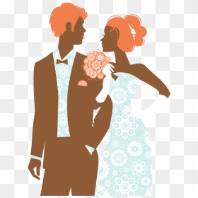 Wedding Invitation Hand Drawn Silhouette Bride And - Wedding Invitation, HD Png Download - marriage png images