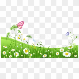 Free Png Grass With Butterfliespicture Png Images Transparent - Grass Background Clipart Png, Png Download - grass with flower background png