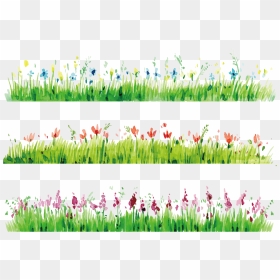 Watercolor Painting Flower Photography - Watercolor Flowers Watercolor Grass, HD Png Download - grass with flower background png