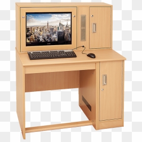 Secure Computer Desk - Computer Desk, HD Png Download - computer table png