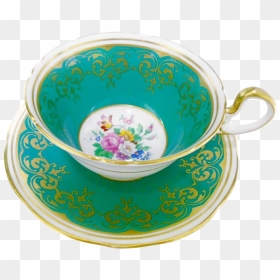 Aynsley Rose Center Dark Emerald Teal Green Tea Cup - Cup, HD Png Download - green tea cup png