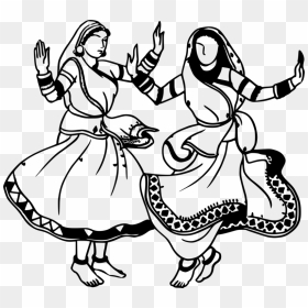 Line Art,art,human Behavior - Drawing Of Rajasthani Folk Dance, HD Png Download - indian girls png
