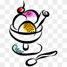 Vector Illustration Of Bowl Of Dessert Ice Cream Gelato - Clip Art, HD Png Download - ice cream in a bowl png