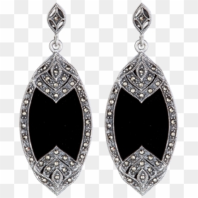 Large Marcasite Oval Earrings - Black Earrings Png, Transparent Png - ladies fancy bangles png