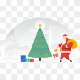 Christmas Tree, HD Png Download - flying santa claus png