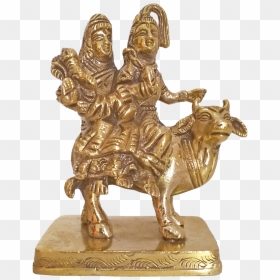 Divine Lord Shiva Parvathi And Ganesha Sitting On Cow - Statue, HD Png Download - lord siva png