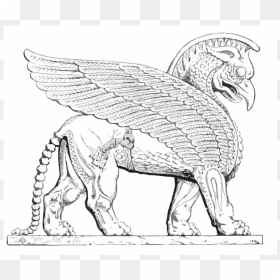 Assyrian Winged Lion Vector Image - Mythical Beasts, HD Png Download - angry lion png images