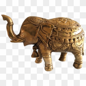 Decorative Brass Elephant Trunk Up Statue With Bell, - Indian Elephant With Bell, HD Png Download - kerala elephant png