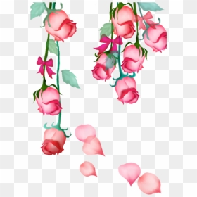 Mq Pink Rose Roses Hanging Bow Flowers Flower - Hanging Flowers Png, Transparent Png - pink rose flower png