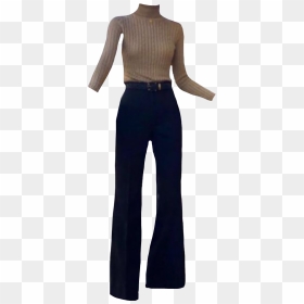 #pants #jeans #trousers #beige #top #turtleneck #outfit - Pocket, HD Png Download - jeans pant png