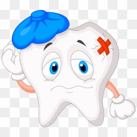 Tooth With Crown Clipart Banner Free Library Funny - Sick Tooth Cartoon, HD Png Download - teeth clipart png
