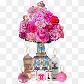 #rose #roses #vase #flowers #flower #decor #candles - Rose, HD Png Download - pink rose flower png